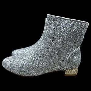 Women's Silver Sequin Glitter Sparkly Ankle Boots - US 9.5/EU 41